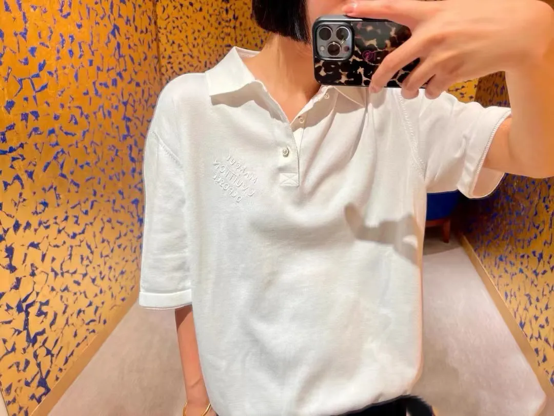 Louis Vuitton/Louis Vuitton white collar button knitted Polo short sleeves